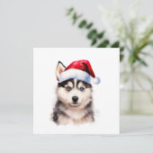 Christmas Husky Welppy Card (Stehend Vorderseite)