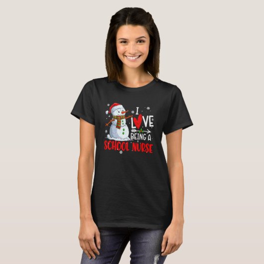 Christmas I Love Being A School Nurse Snowman Nurs T-Shirt (Vorne ganz)