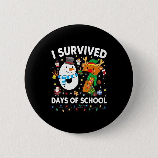 Christmas I Survived 67 Days Of School Funny Meme Button (Vorderseite)