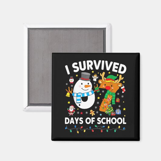Christmas I Survived 67 Days Of School Funny Meme  Magnet (Vorderseite/Rückseite)