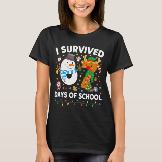 Christmas I Survived 67 Days Of School Funny Meme  T-Shirt (Vorderseite)