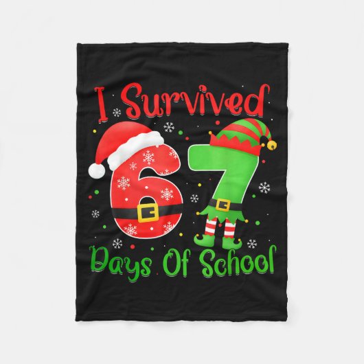 Christmas I Survived 67 Days Of School Funny Six S Fleecedecke (Vorderseite)