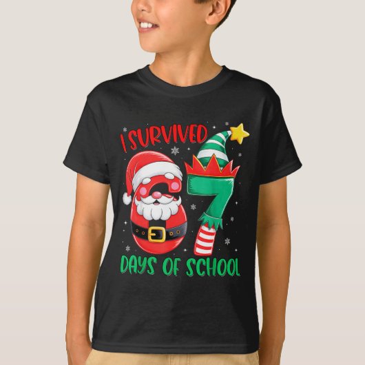 Christmas I Survived 67 Days Of School Funny Six S T-Shirt (Vorderseite)