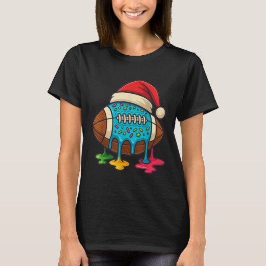 Christmas Ice Cream Drip Boys Football Player Amer T-Shirt (Vorderseite)