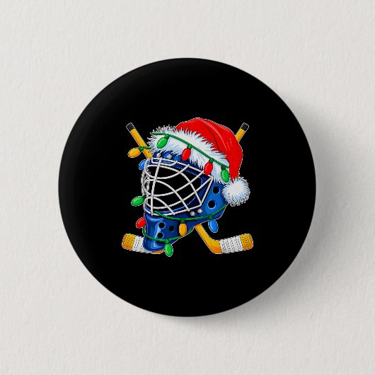 Christmas Ice Hockey Helmet Santa Xmas Men Boys Ki Button (Vorderseite)