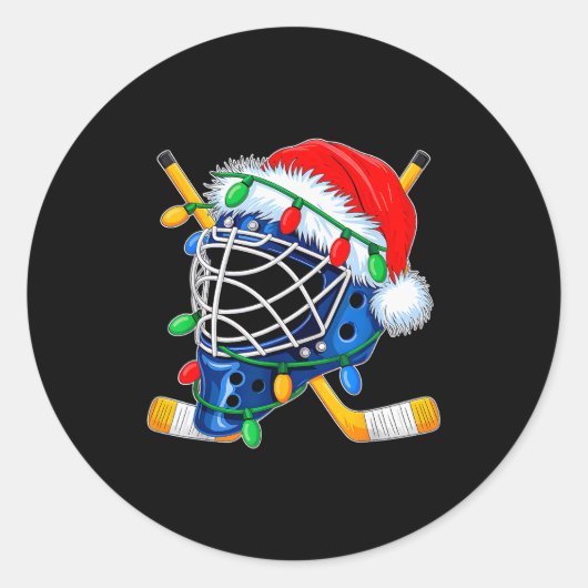Christmas Ice Hockey Helmet Santa Xmas Men Boys Ki Runder Aufkleber (Vorderseite)