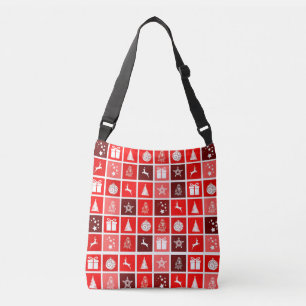 Christmas Icon Red Squares Holiday Art Classic Tragetaschen Mit Langen Trägern