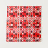 Christmas Icon Red Squares Holiday Art Classic Wandteppich (Vorderseite (Horizontal))