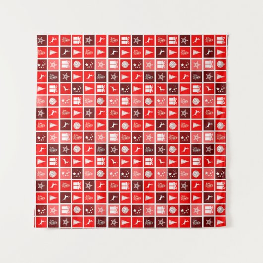 Christmas Icon Red Squares Holiday Art Classic Wandteppich (Vorderseite (Horizontal))