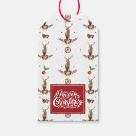 Christmas Idyll Deer Pattern Personalisiert Geschenkanhänger