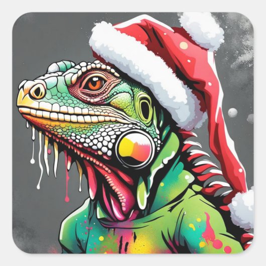 Christmas Iguana Sticker (Vorderseite)