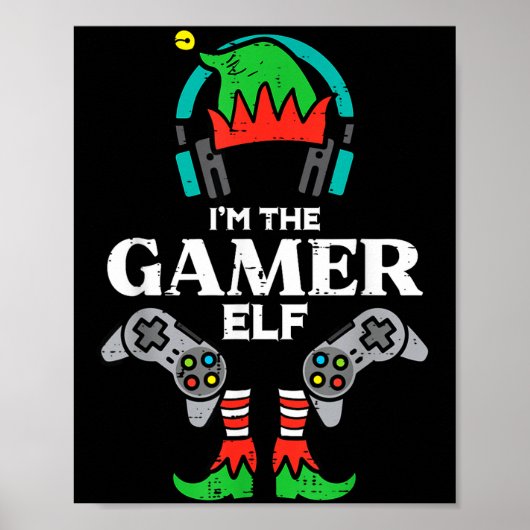 Christmas Im Gamer Elf Cute Xmas Gaming Boys Kids Poster (Vorne)