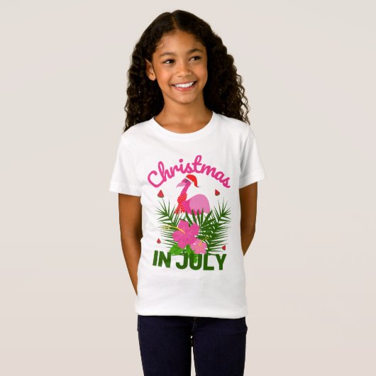 CHRISTMAS IM JULI NIEDLICH SANTA FLAMINGO T-Shirt (Vorne ganz)
