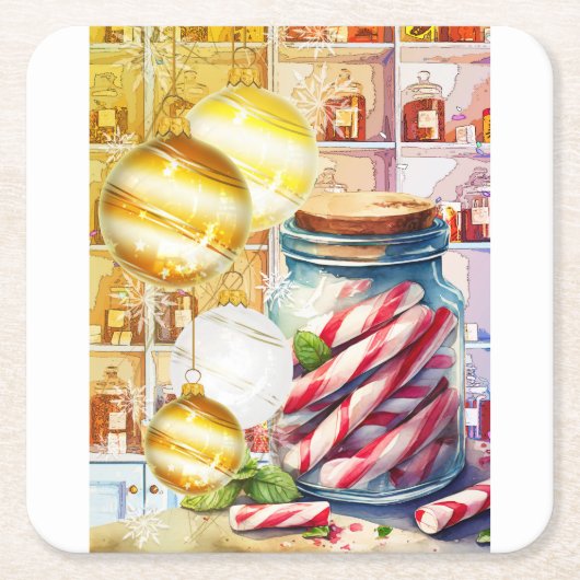 CHRISTMAS IM LANDESGESCHÄFT RECHTECKIGER PAPPUNTERSETZER (Vorderseite)
