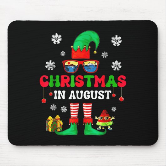 Christmas In August Funny Elf For Summer Xmas Men Mousepad (Vorne)