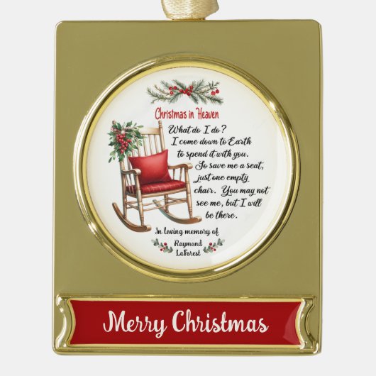 Christmas in Heaven Memorial – Customizable  Banner-Ornament Gold (Vorderseite)