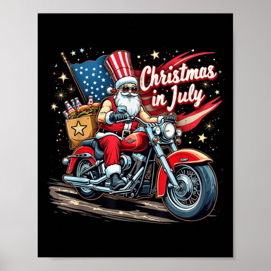 Christmas In July Biker Santa American Funny Summe Poster (Vorne)