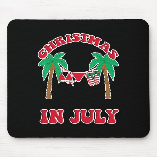 Christmas In July Bikini Flip Flops Palm Tree Mousepad (Vorne)