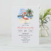 Christmas in July Custom Company Name Flamingo Einladung (Stehend Vorderseite)