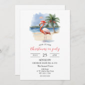 Christmas in July Custom Company Name Flamingo Einladung (Vorne/Hinten)