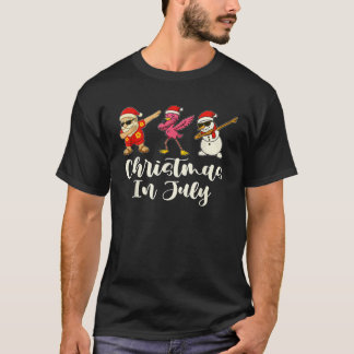 Christmas In July Dabbing Santa Flamingo Kids Todd T-Shirt