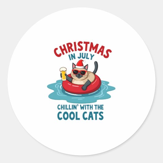 Christmas In July Daddy Mommy Chillin With The Sia Runder Aufkleber (Vorderseite)