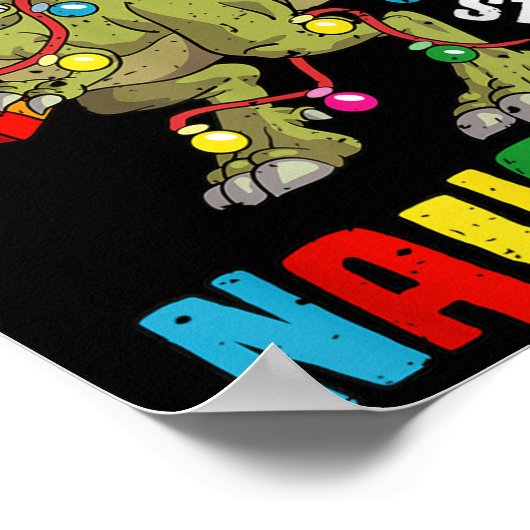 Christmas In July Dinosaur T Rex Summer Kids Boys Poster (Ecke)