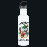 Christmas in July Edelstahlflasche<br><div class="desc">Funny Christmas design featuring an illustration of Santa Claus relaxing at the beach under a palm tree on a little island. A perfect match for Christmas in July as well as for real Christmas in December.</div>