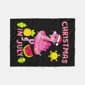 Christmas In July Flamingo Beach Summer Christmas Fleecedecke (Vorderseite (Horizontal))