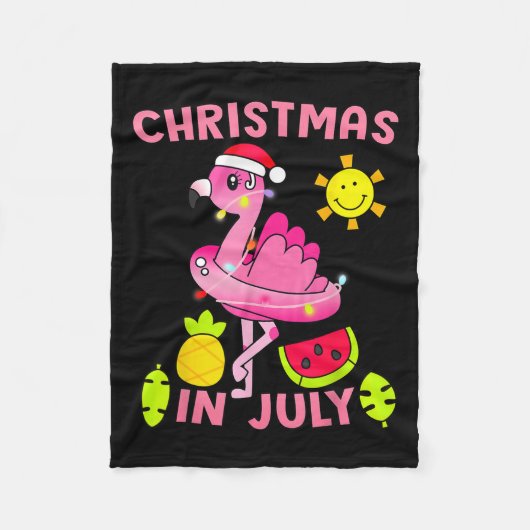 Christmas In July Flamingo Beach Summer Christmas Fleecedecke (Vorderseite)