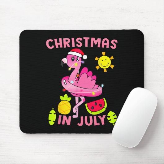 Christmas In July Flamingo Beach Summer Christmas Mousepad (Mit Mouse)