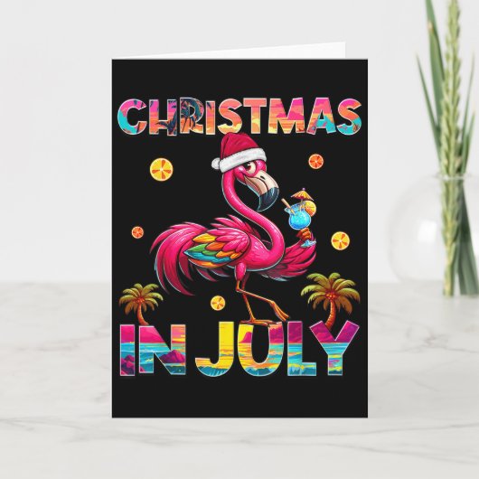 Christmas In July Flamingo Beach Summer Hawaii Gir Karte (Vorderseite)