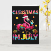Christmas In July Flamingo Beach Summer Hawaii Gir Karte (Gelbe Blume)