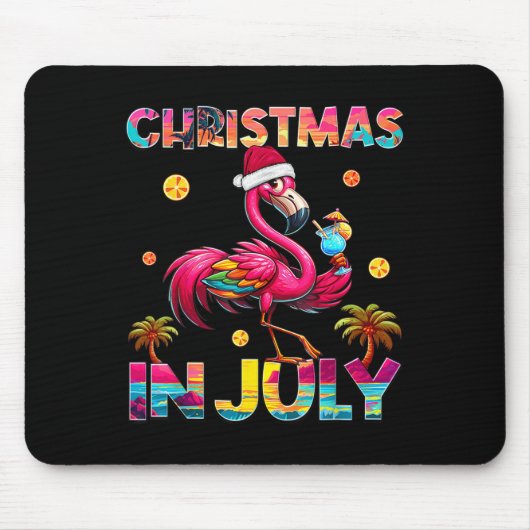 Christmas In July Flamingo Beach Summer Hawaii Gir Mousepad (Vorne)