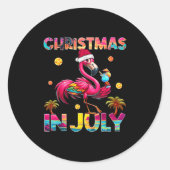 Christmas In July Flamingo Beach Summer Hawaii Gir Runder Aufkleber (Vorderseite)