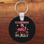 Christmas In July Flamingo Beach Summer Hawaii Gir Schlüsselanhänger (Vorderseite)