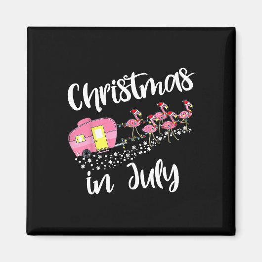 Christmas In July Flamingo Camping Camper  Magnet (Vorne)