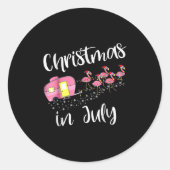 Christmas In July Flamingo Nk Runder Aufkleber (Vorderseite)