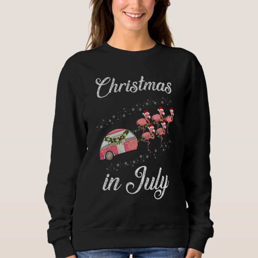 Christmas In July Flamingo Retro Camping Car Grap Sweatshirt (Vorderseite)