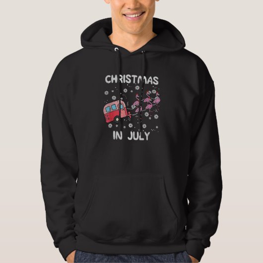 Christmas In July Flamingo Trailer Summer Xmas Cam Hoodie (Vorderseite)