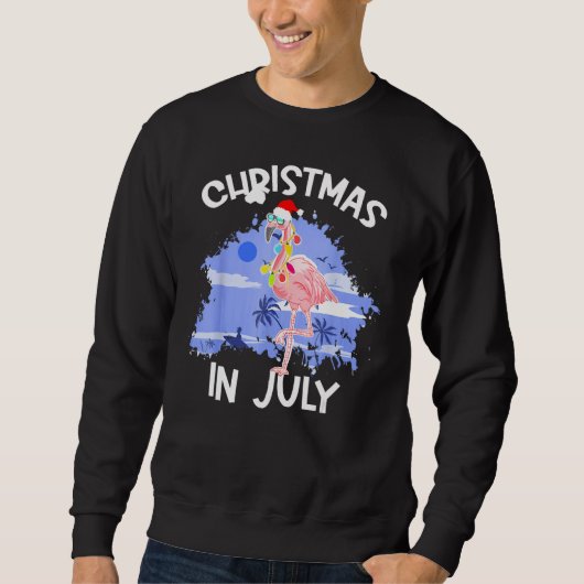 Christmas In July Flamingo Vacation Summer Beach Sweatshirt (Vorderseite)