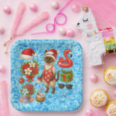 Christmas in July for Cat Lovers Pool Party Pappteller (Party)