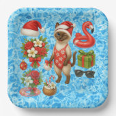 Christmas in July for Cat Lovers Pool Party Pappteller (Vorderseite)