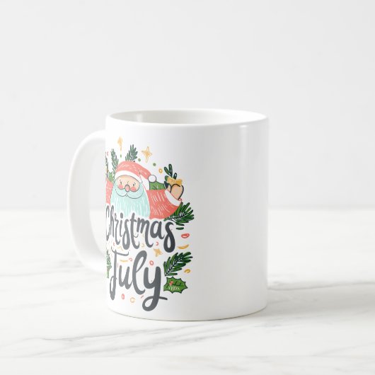 Christmas in July Fun & Festive Santa Design Kaffeetasse (Vorderseite Links)