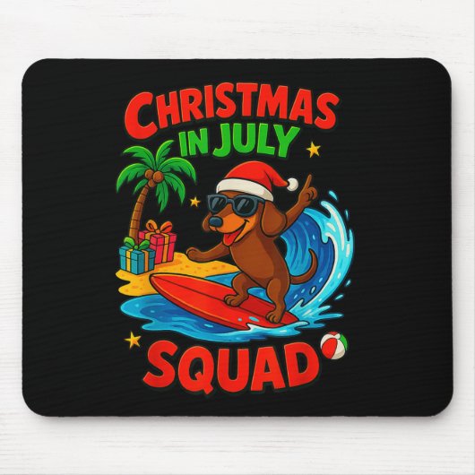 Christmas In July Funny Dachshund Dog Lover Xmas I Mousepad (Vorne)