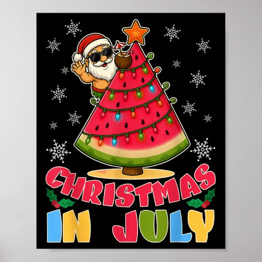 Christmas In July Funny Santa Watermelon Xmas Tree Poster (Vorne)