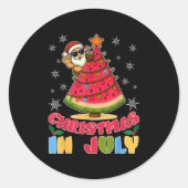 Christmas In July Funny Santa Watermelon Xmas Tree Runder Aufkleber (Vorderseite)