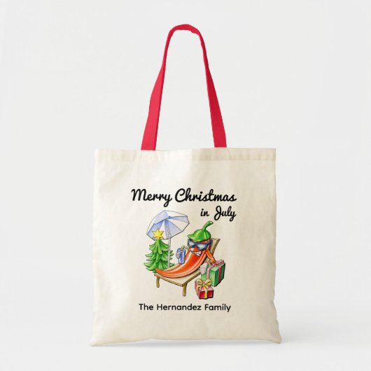 Christmas in July Funny Summer Chili Custom Family Tragetasche (Vorne)