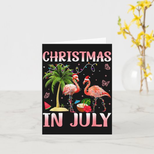 Christmas In July Nk Flamingo Santa Hat Christmas  Karte (Gelbe Blume)