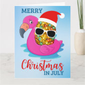 Christmas in July Pineapple Santas Hat Flamingo Ho Karte (Vorderseite)